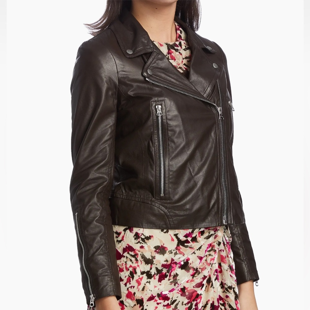 NWT RAG AND BONE DARK BROWN LEATHER MOTO JACKET